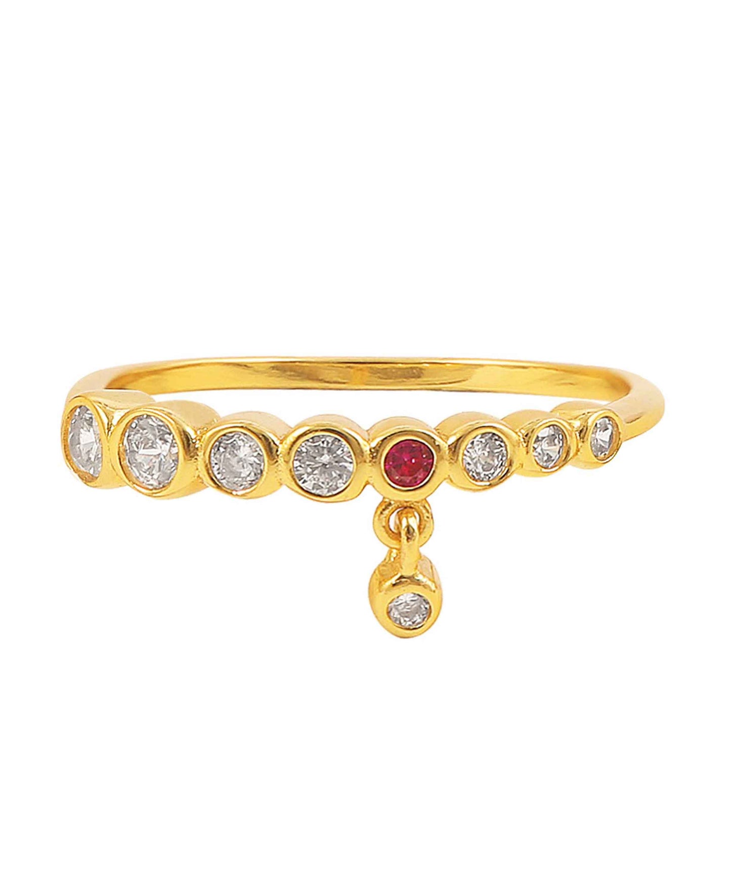 Ruby ring — gold, silver ring in gold-plated 925 sterling silver