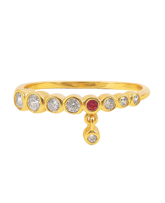 Ruby ring — gold, silver ring in gold-plated 925 sterling silver