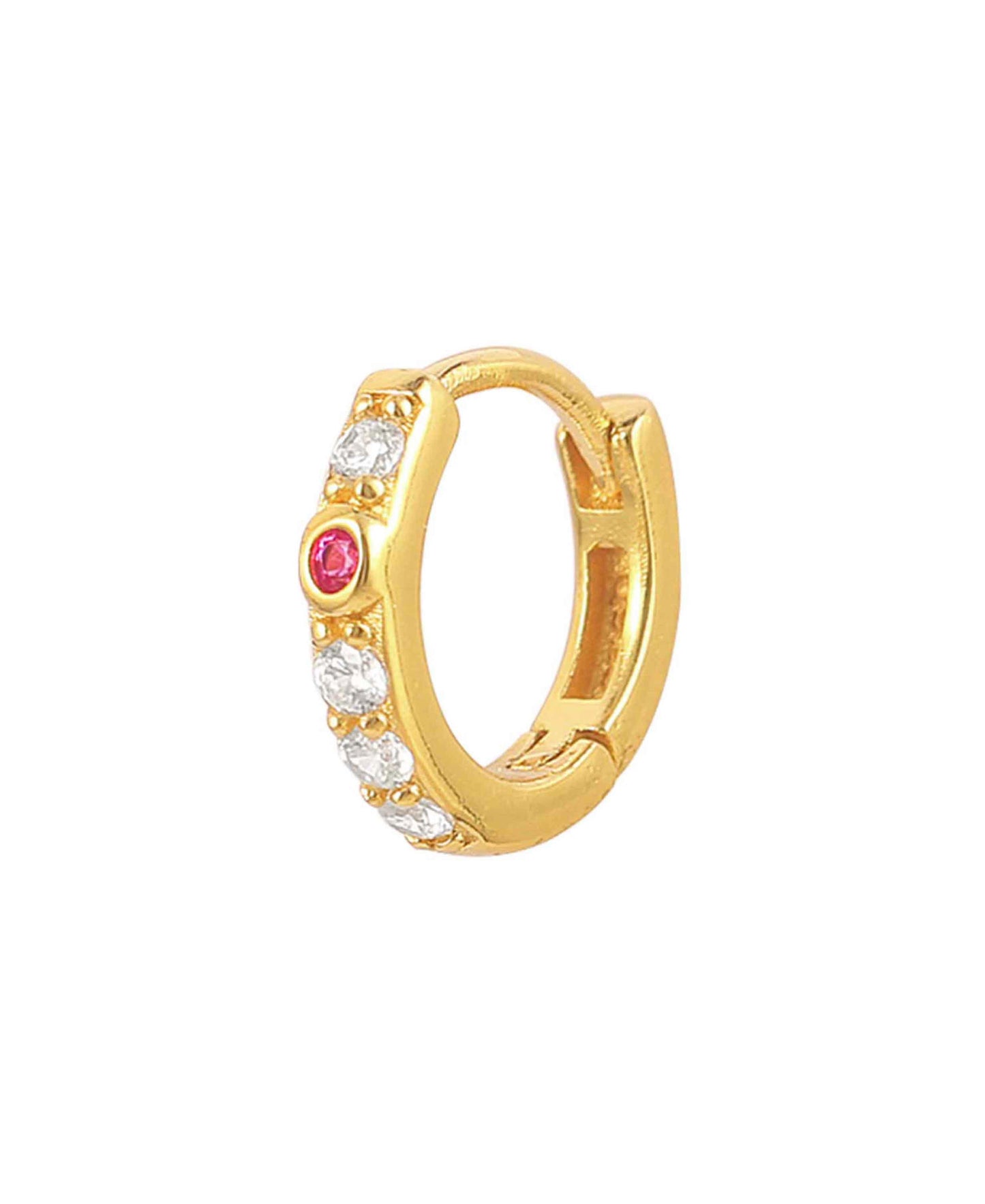 Ruby hoops in — earrings in gold-plated 925 sterling silver