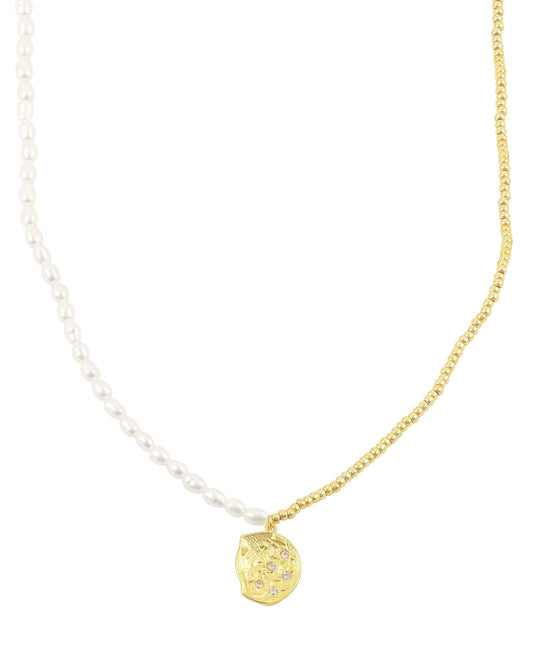 Ella necklace — gold, silver necklace in 18k gold-plated 925 sterling silver, freshwater pearls