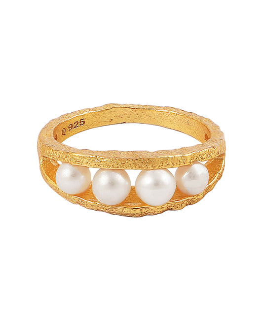 Keyla ring — gold, silver ring in 18k gold-plated 925 sterling silver, freshwater pearls