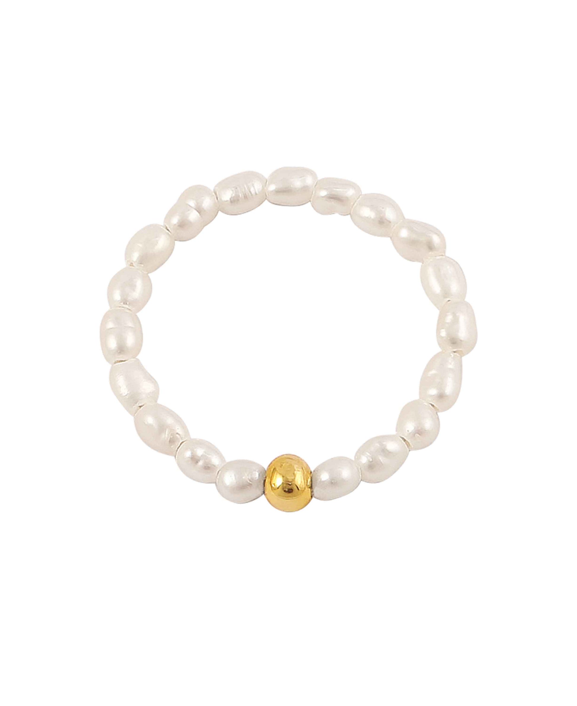 Pearl ring — gold, silver, pearl ring in gold-plated 925 sterling silver, freshwater pearls