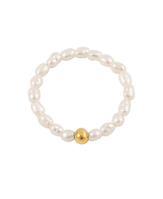 Pearl ring — gold, silver, pearl ring in gold-plated 925 sterling silver, freshwater pearls