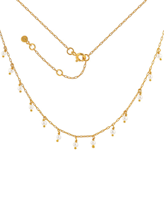 Leanna necklace — gold, silver necklace in 18k gold-plated 925 sterling silver, freshwater pearls