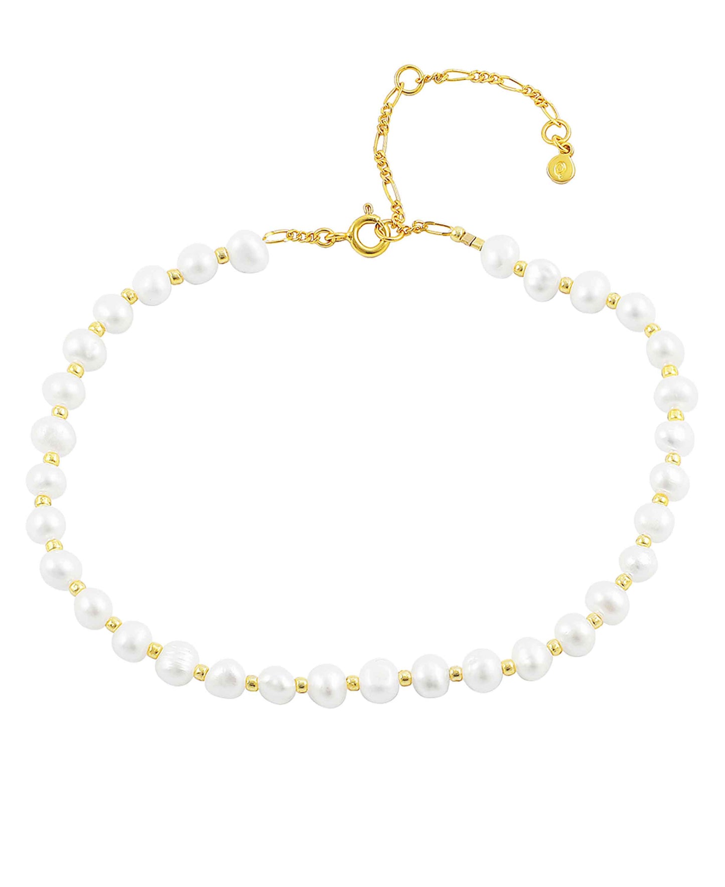 Arabella anklet — gold, silver anklet in gold-plated 925 sterling silver, freshwater pearls