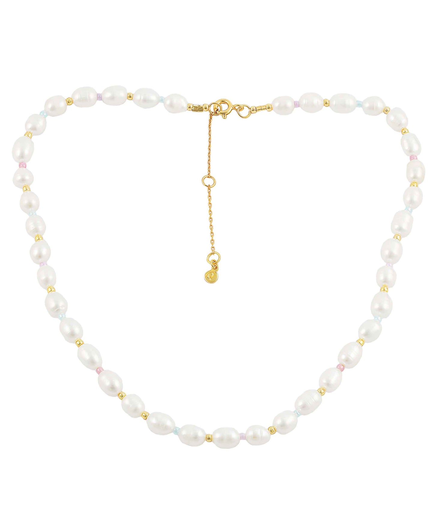 Pastel pearl necklace — gold, silver, pearl necklace in 18k gold-plated 925 sterling silver