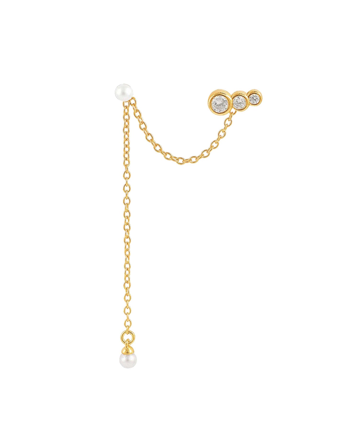 Shooting star earrings — gold, silver, pearl earrings in gold-plated 925 sterling silver, freshwater pearls