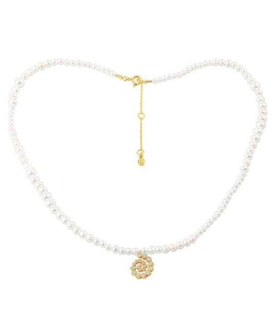 Milkyway necklace — gold, silver necklace in gold-plated 925 sterling silver, freshwater pearls