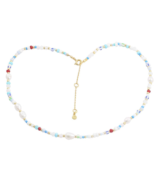 Zoe necklace — gold, silver necklace in 18k gold-plated 925 sterling silver, freshwater pearls