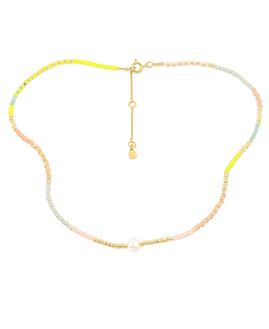 Alaina necklace — gold, silver, pearl necklace in 18k gold-plated 925 sterling silver, freshwater pearls