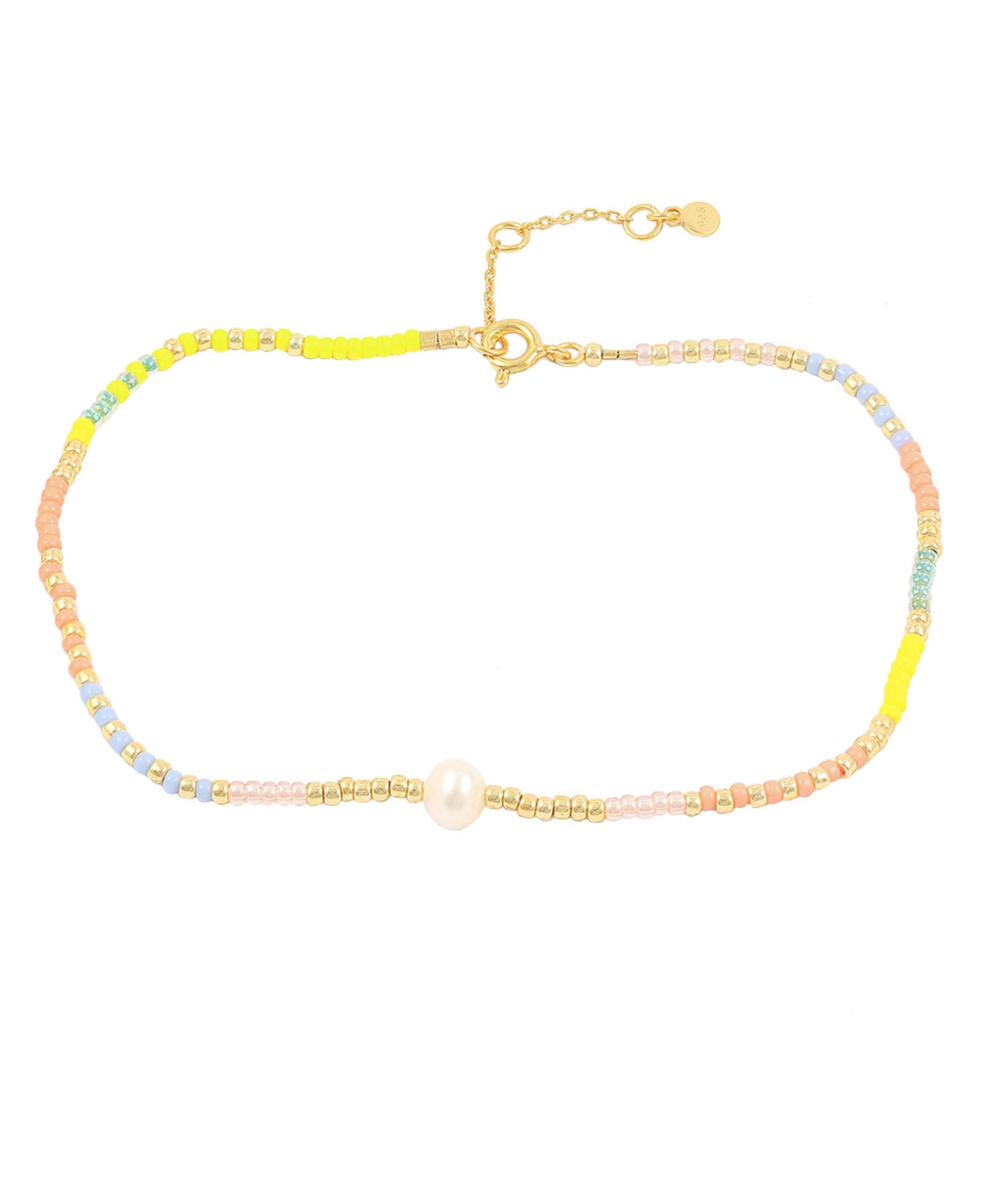 Alaina anklet — gold, silver anklet in 18k gold-plated 925 sterling silver, freshwater pearls