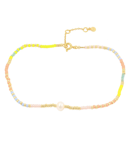 Alaina anklet — gold, silver anklet in 18k gold-plated 925 sterling silver, freshwater pearls