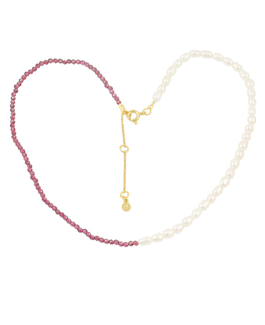 Isabelle necklace — gold, silver necklace in 18k gold-plated 925 sterling silver, freshwater pearls