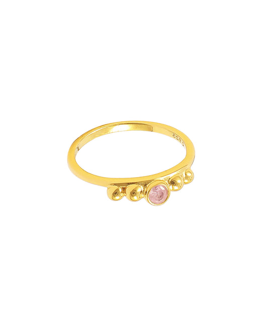 Xander pink ring — gold, silver, pink ring in 18k gold-plated 925 sterling silver