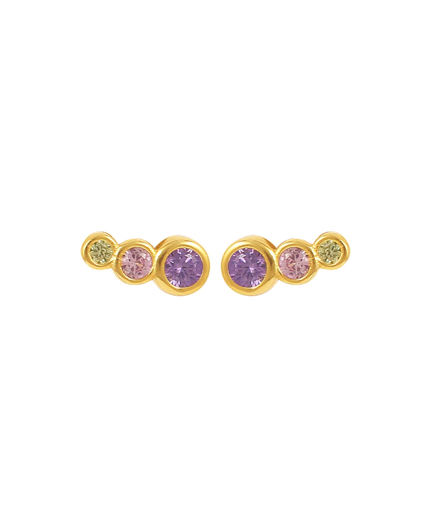 Lucian purple multi earrings — gold, silver, purple earrings in 18k gold-plated 925 sterling silver