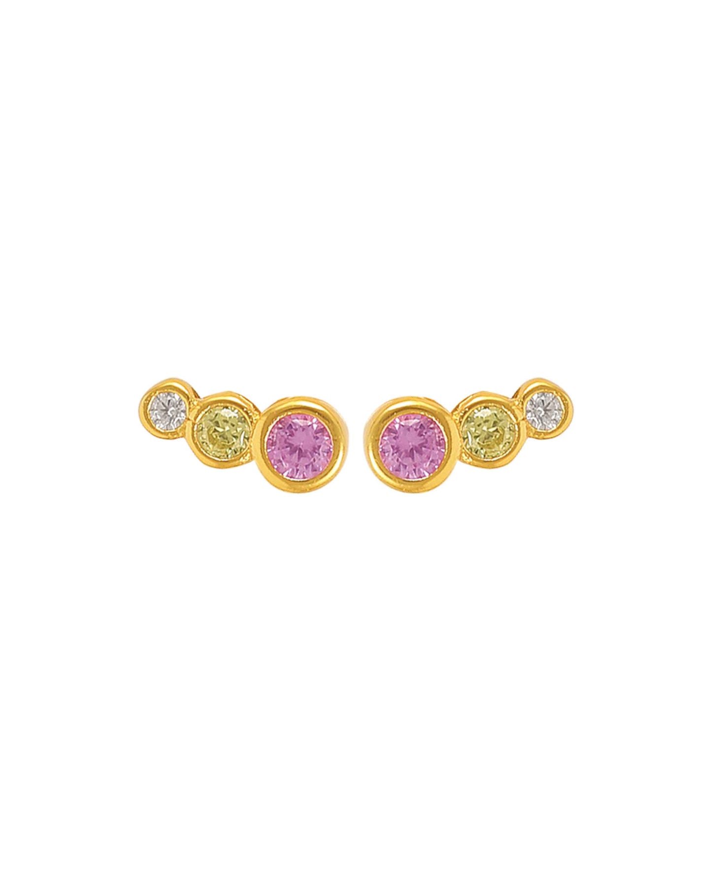 Lucian pink multi earrings — gold, silver, pink earrings in 18k gold-plated 925 sterling silver