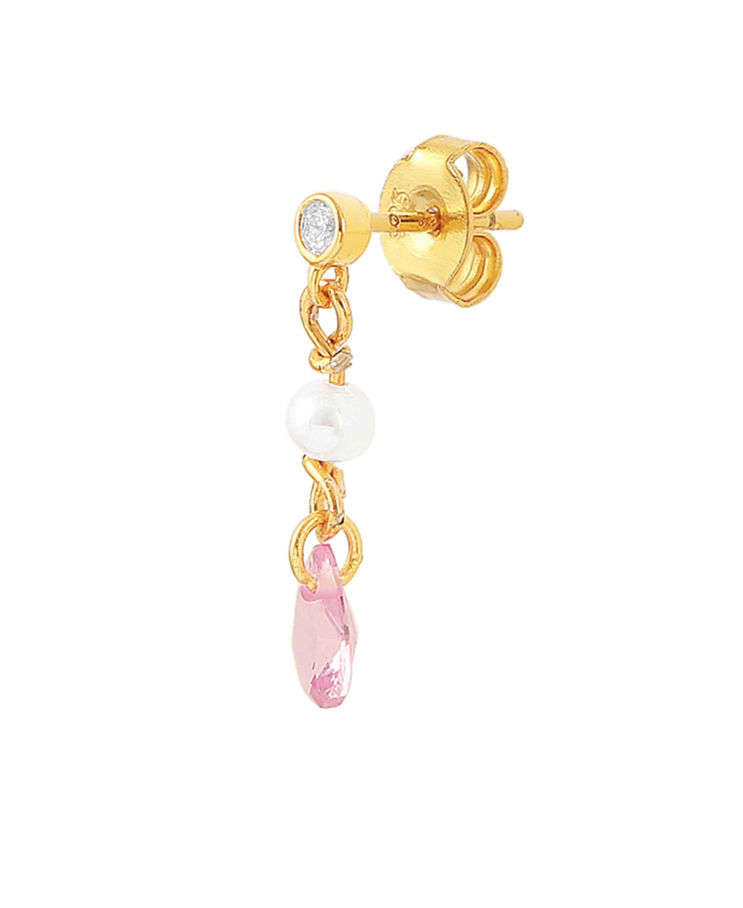 Pink pearl raindrop earrings in — earrings in 18k gold-plated 925 sterling silver, freshwater pearls