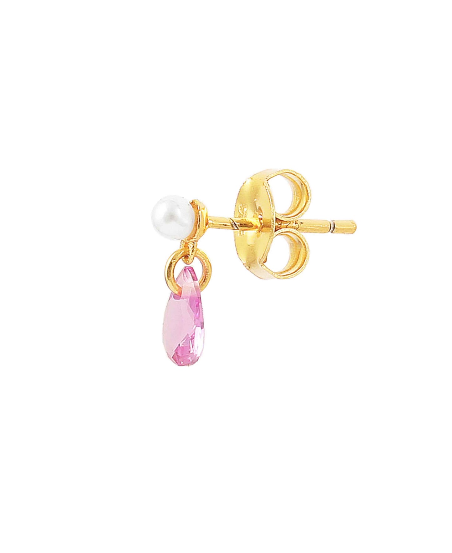Small pink raindrop earrings in — earrings in 18k gold-plated 925 sterling silver, freshwater pearls