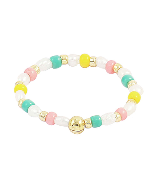 Aurora ring — gold, silver, pearl ring in gold-plated 925 sterling silver, freshwater pearls