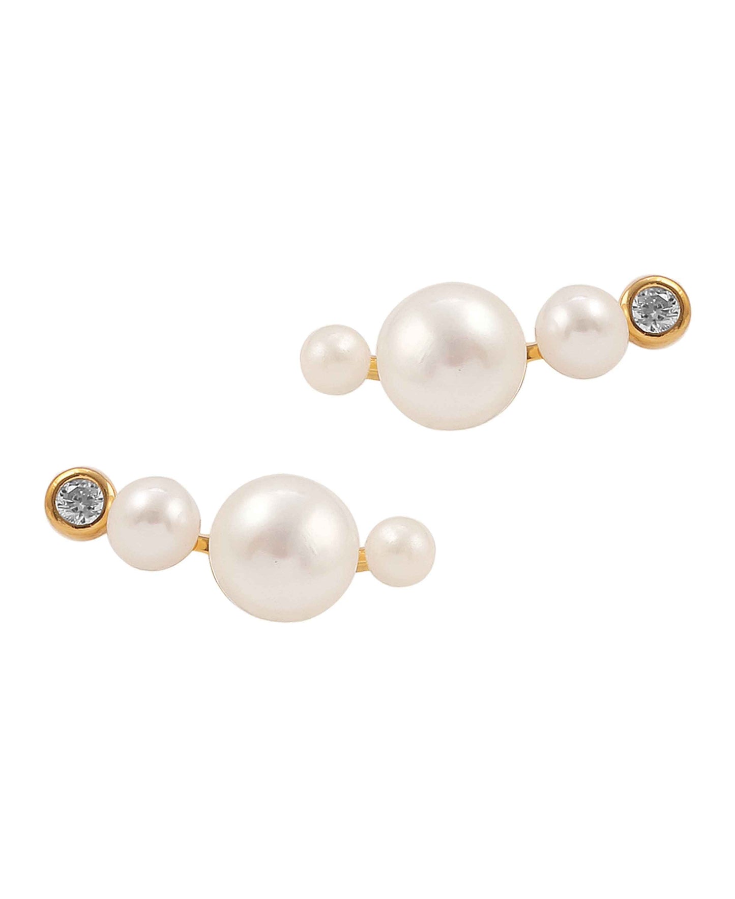 Agnes croissant earrings — gold, silver, pearl earrings in gold-plated 925 sterling silver, freshwater pearls