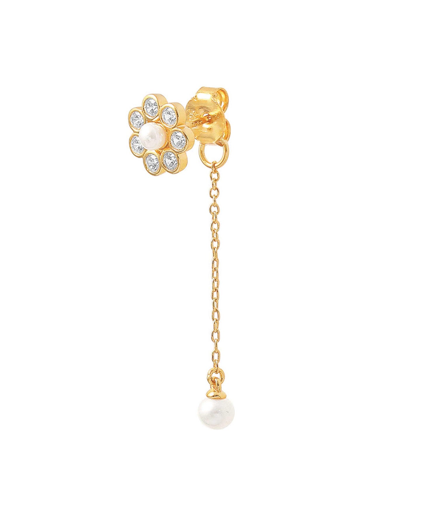 Aya flower earrings in — earrings in gold-plated 925 sterling silver, freshwater pearls