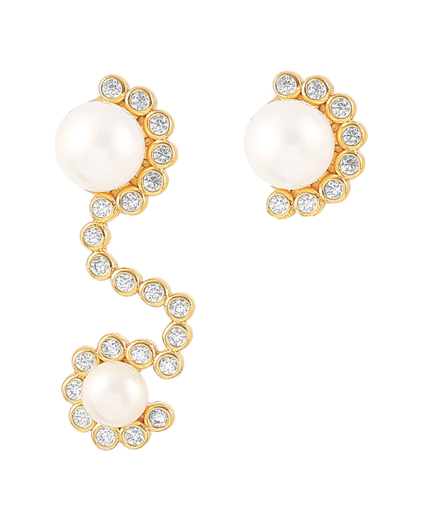 Lily stickers — gold, silver, pearl earrings in gold-plated 925 sterling silver, freshwater pearls