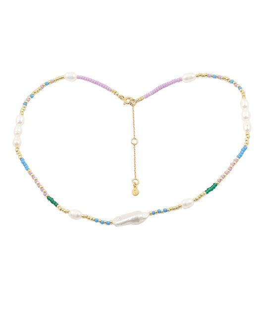 Magda necklace — gold, silver, pearl necklace in gold-plated 925 sterling silver, freshwater pearls