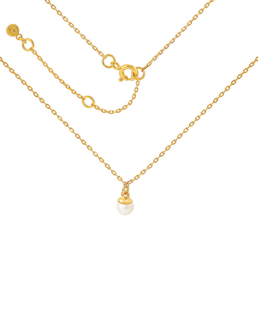 Pearl necklace — gold, silver, pearl necklace in gold-plated 925 sterling silver, freshwater pearls