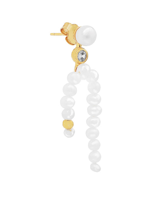 Agnes single earring — gold, silver, pearl earrings in gold-plated 925 sterling silver, freshwater pearls