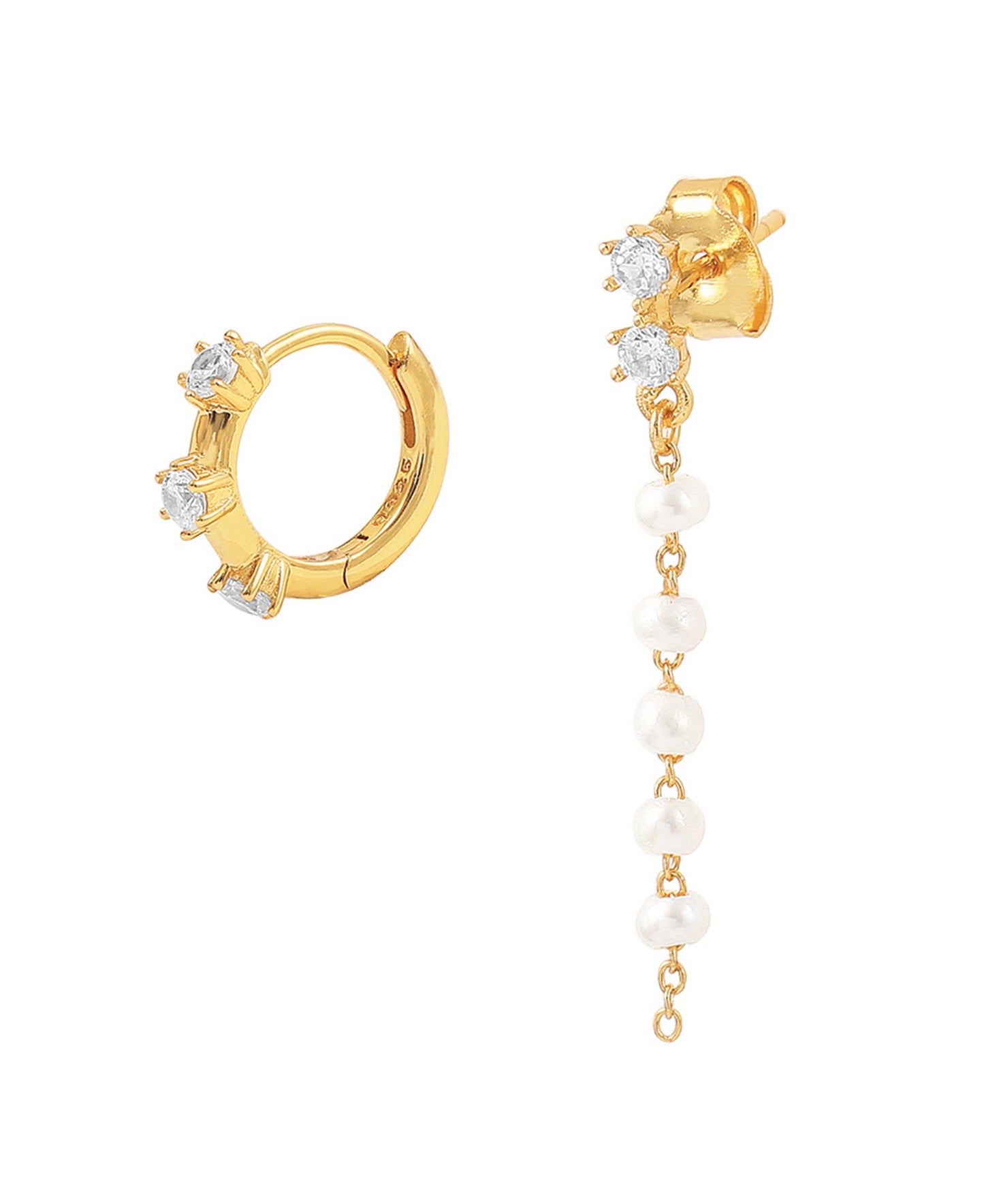 Lily earrings — gold, silver, pearl earrings in gold-plated 925 sterling silver, freshwater pearls