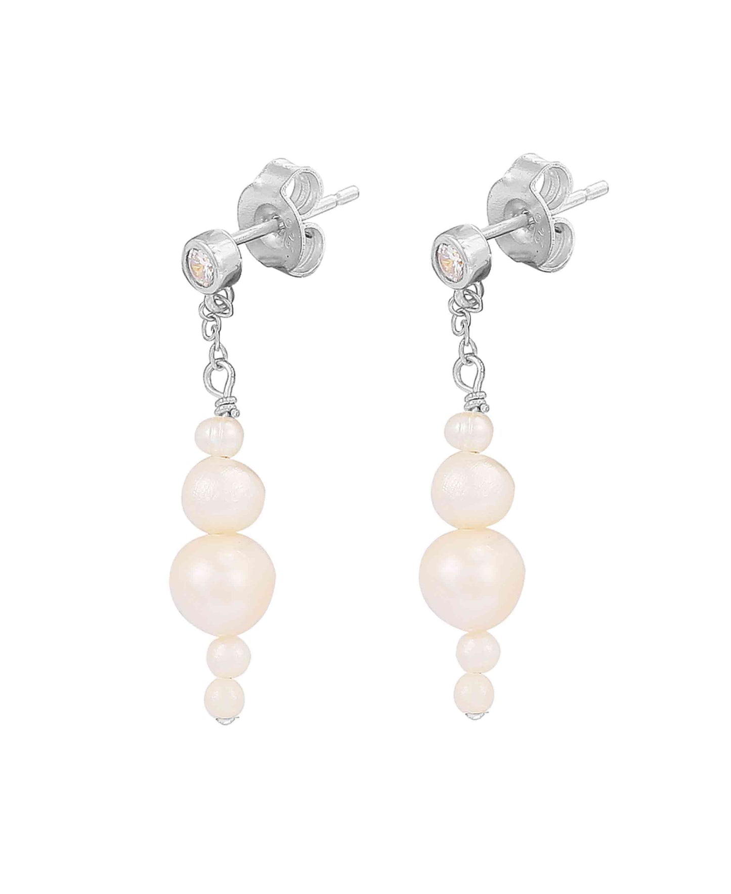 Esther earrings — silver, pearl earrings in 925 sterling silver, freshwater pearls