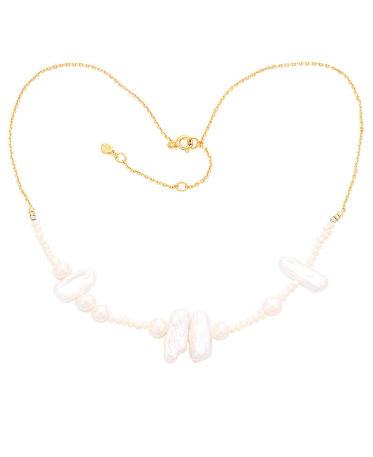 Vera necklace in  — necklace in 18k gold-plated 925 sterling silver, freshwater pearls