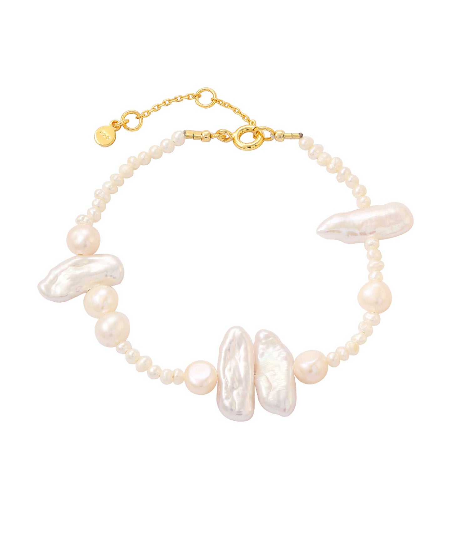 Vera bracelet — gold, silver, pearl bracelet in 18k gold-plated 925 sterling silver, freshwater pearls