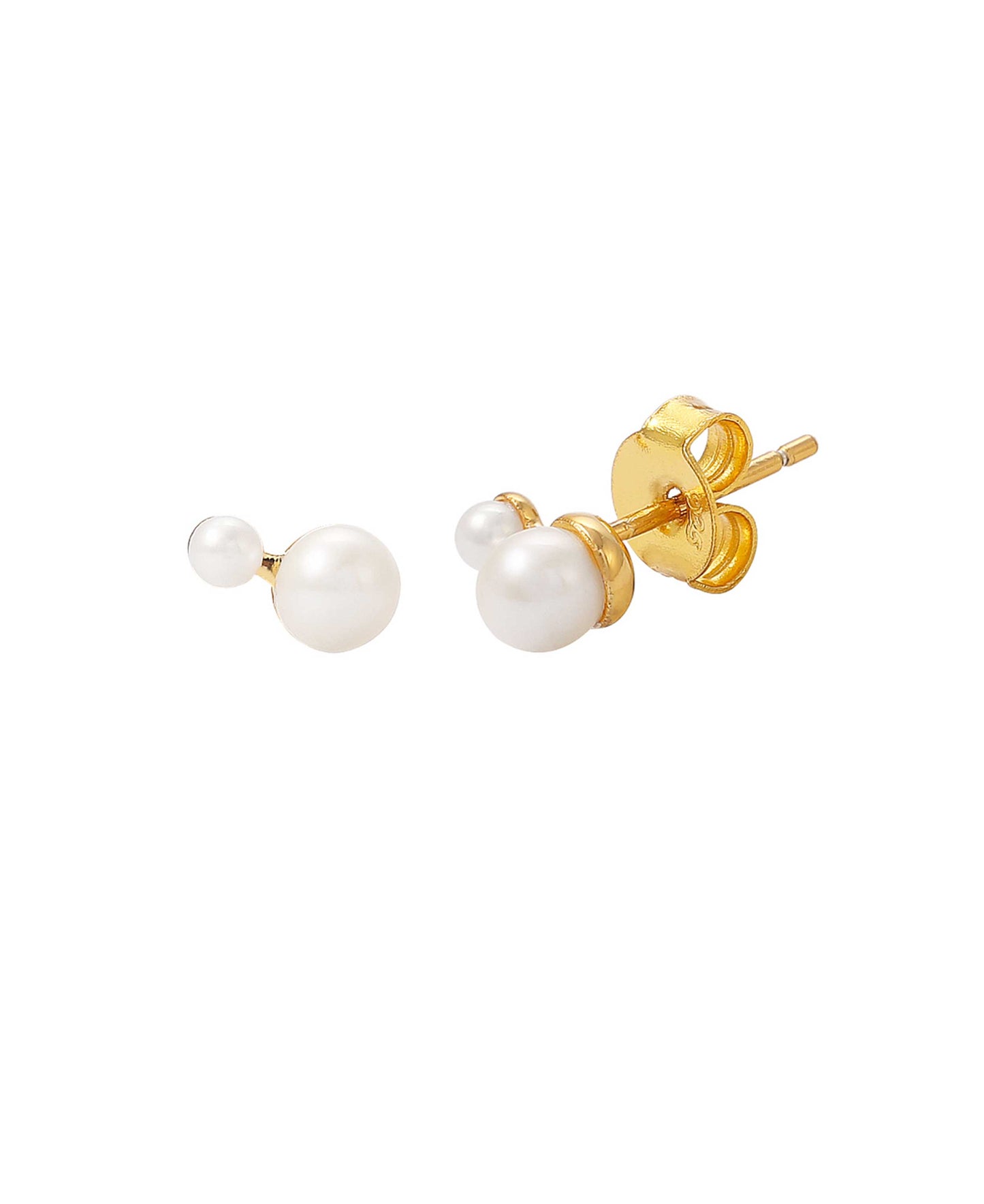 Esther studs — gold, silver, pearl earrings in 18k gold-plated 925 sterling silver, freshwater pearls