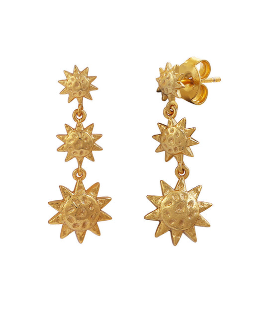 Apollo tripple earrings — gold, silver earrings in 18k gold-plated 925 sterling silver