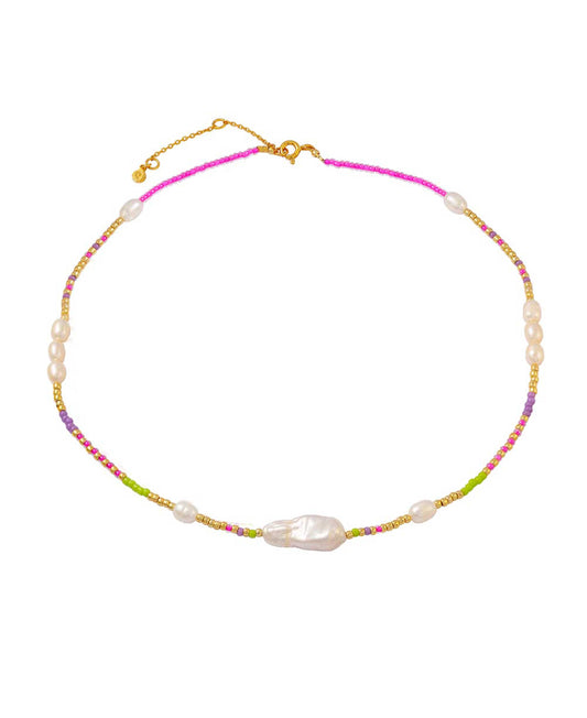 Yrsa necklace — gold, silver, pearl necklace in 18k gold-plated 925 sterling silver, freshwater pearls