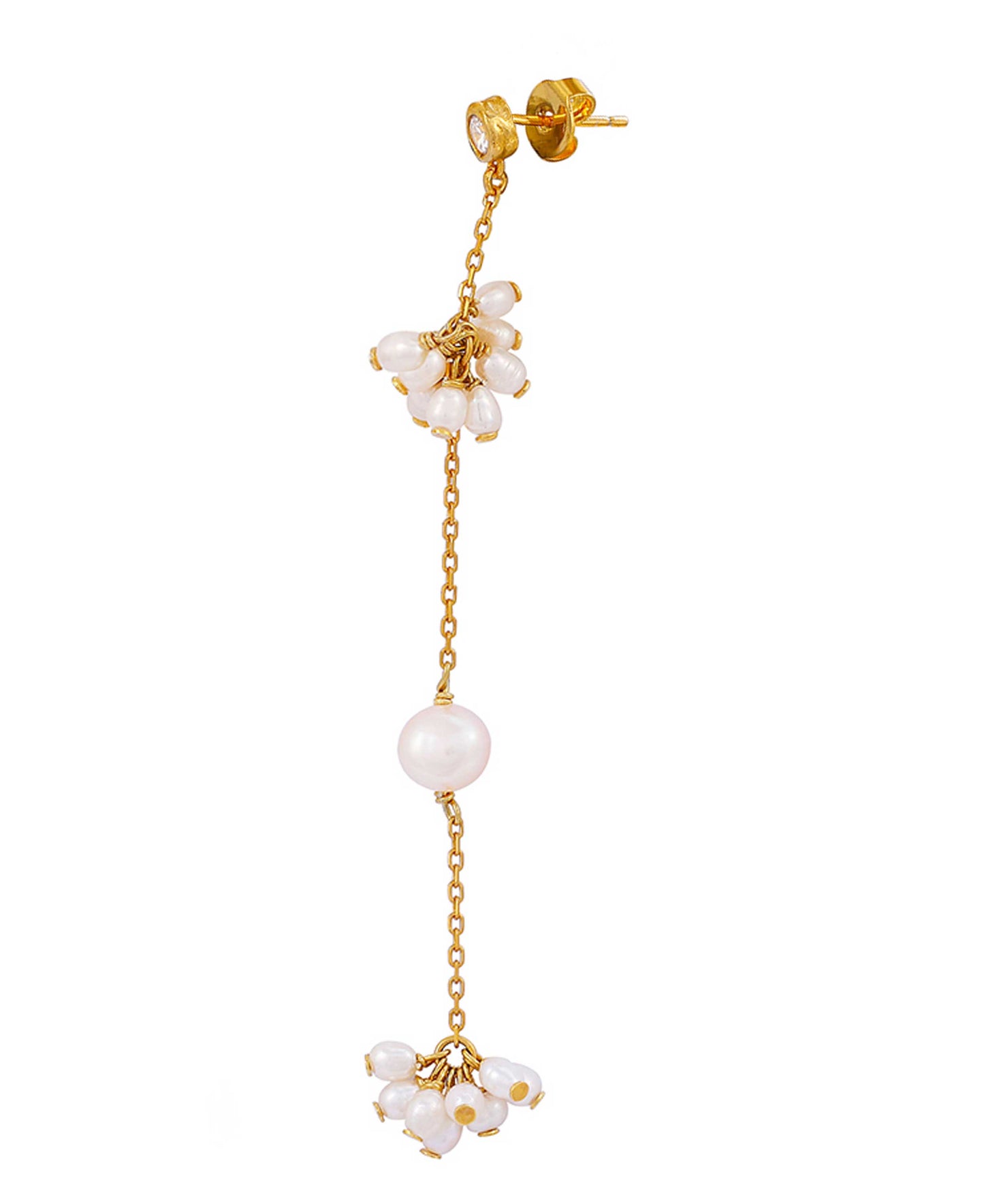 Selma earring — gold, silver, pearl earrings in 18k gold-plated 925 sterling silver, freshwater pearls