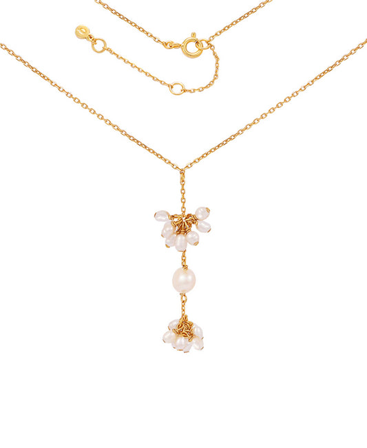 Selma necklace — gold, silver, pearl necklace in 18k gold-plated 925 sterling silver, freshwater pearls