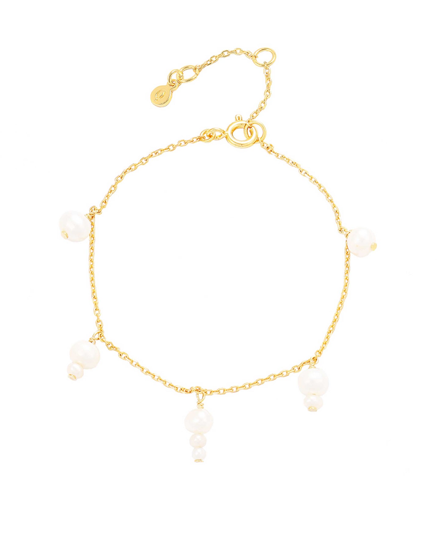 Esther bracelet — gold, silver, pearl bracelet in 18k gold-plated 925 sterling silver, freshwater pearls