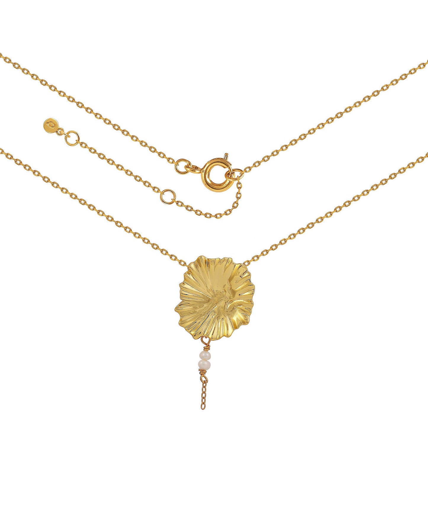 Dagmar necklace — gold, silver, pearl necklace in 18k gold-plated 925 sterling silver, freshwater pearls
