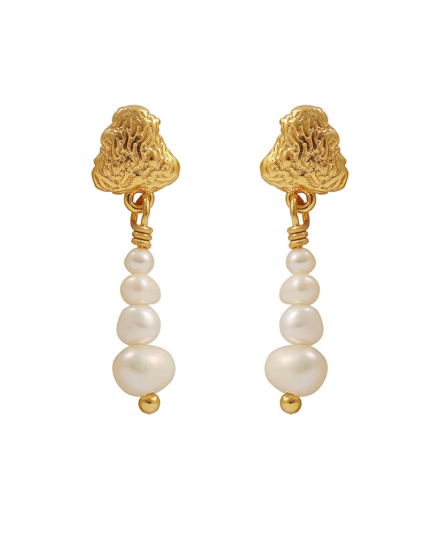 Coralie white earrings — gold, silver, pearl earrings in 18k gold-plated 925 sterling silver, freshwater pearls
