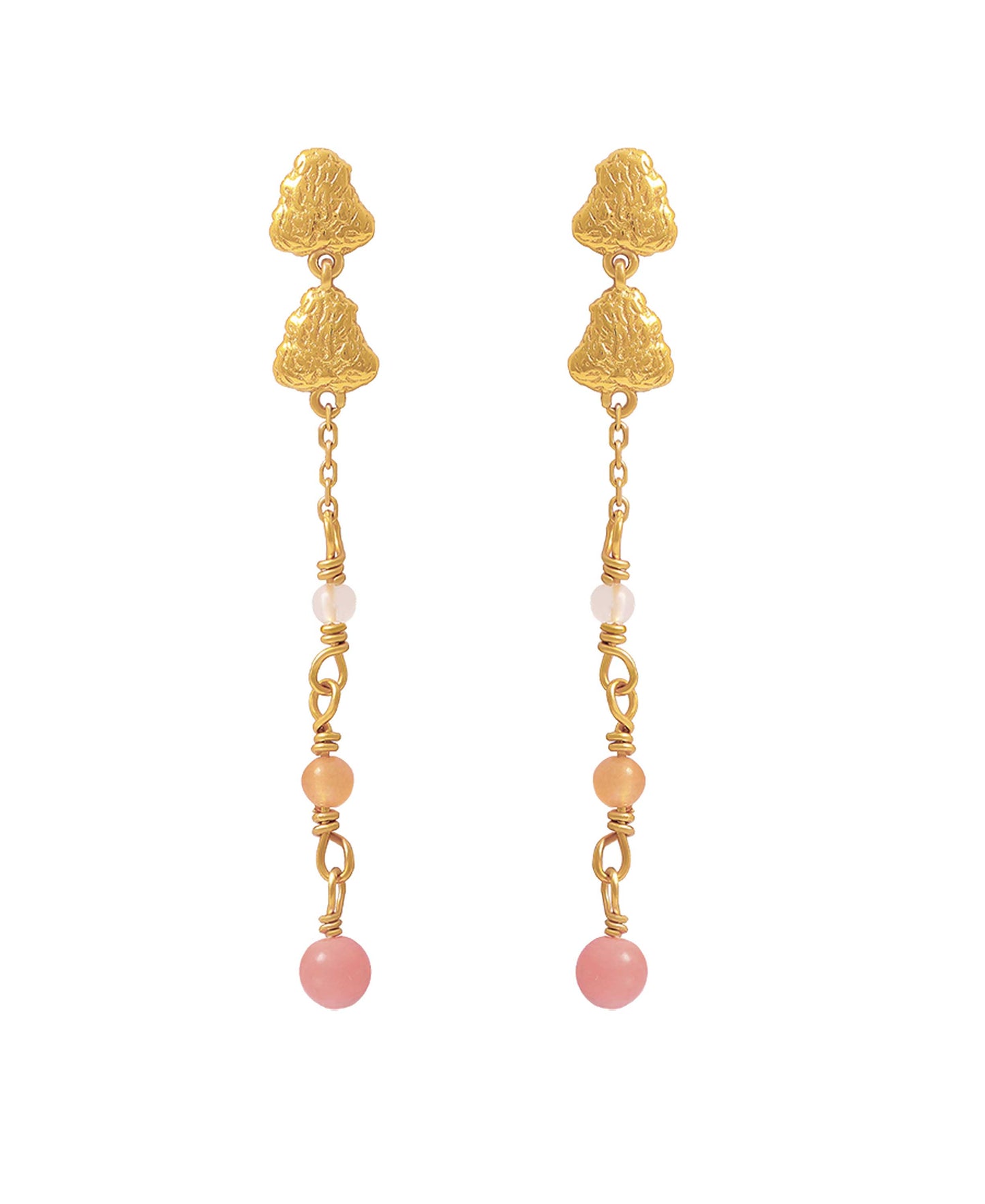 Coralie grande earrings — gold, silver, coral earrings in 18k gold-plated 925 sterling silver