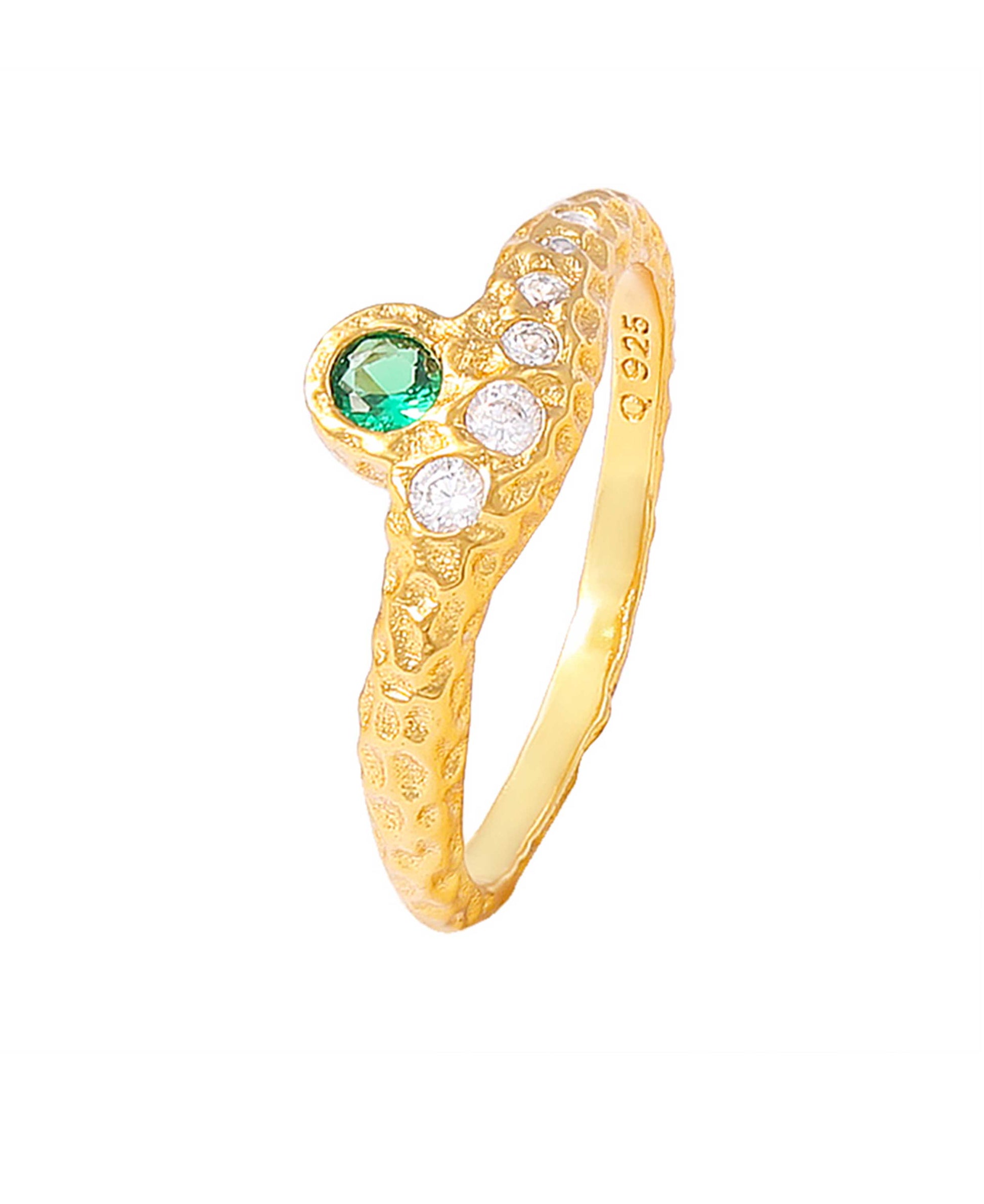 Celeste green ring — gold, silver, green ring in 18k gold-plated 925 sterling silver