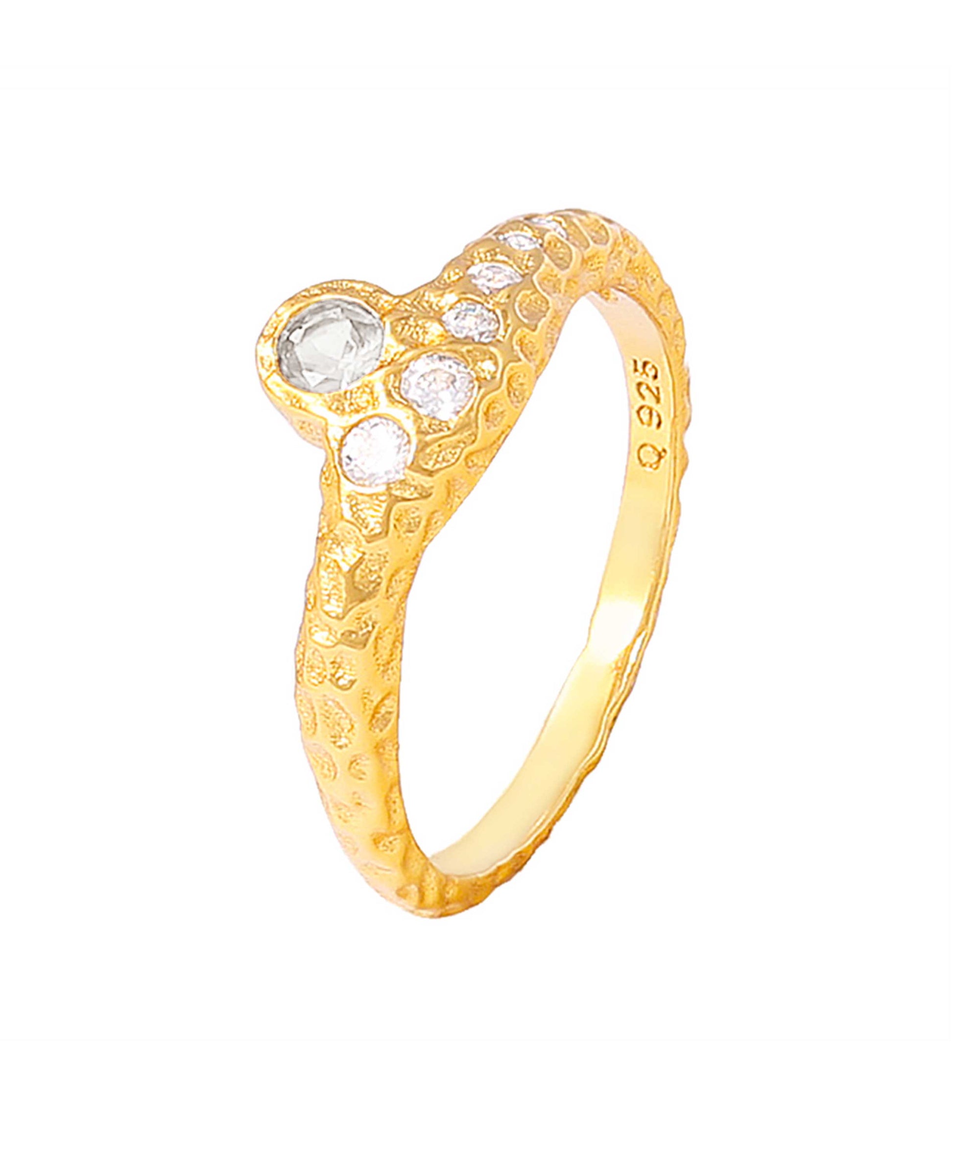 Celeste white ring — gold, silver, white ring in 18k gold-plated 925 sterling silver