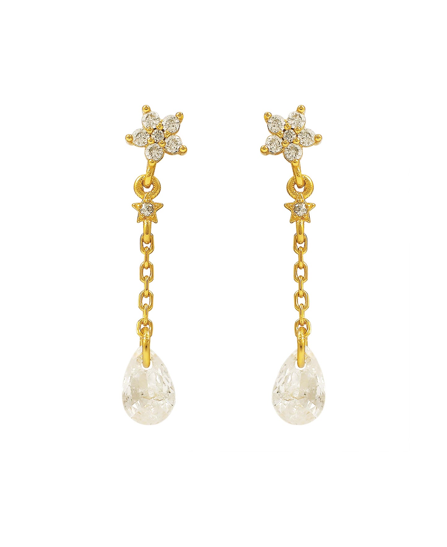 Stella double earrings — gold, silver earrings in 18k gold-plated 925 sterling silver