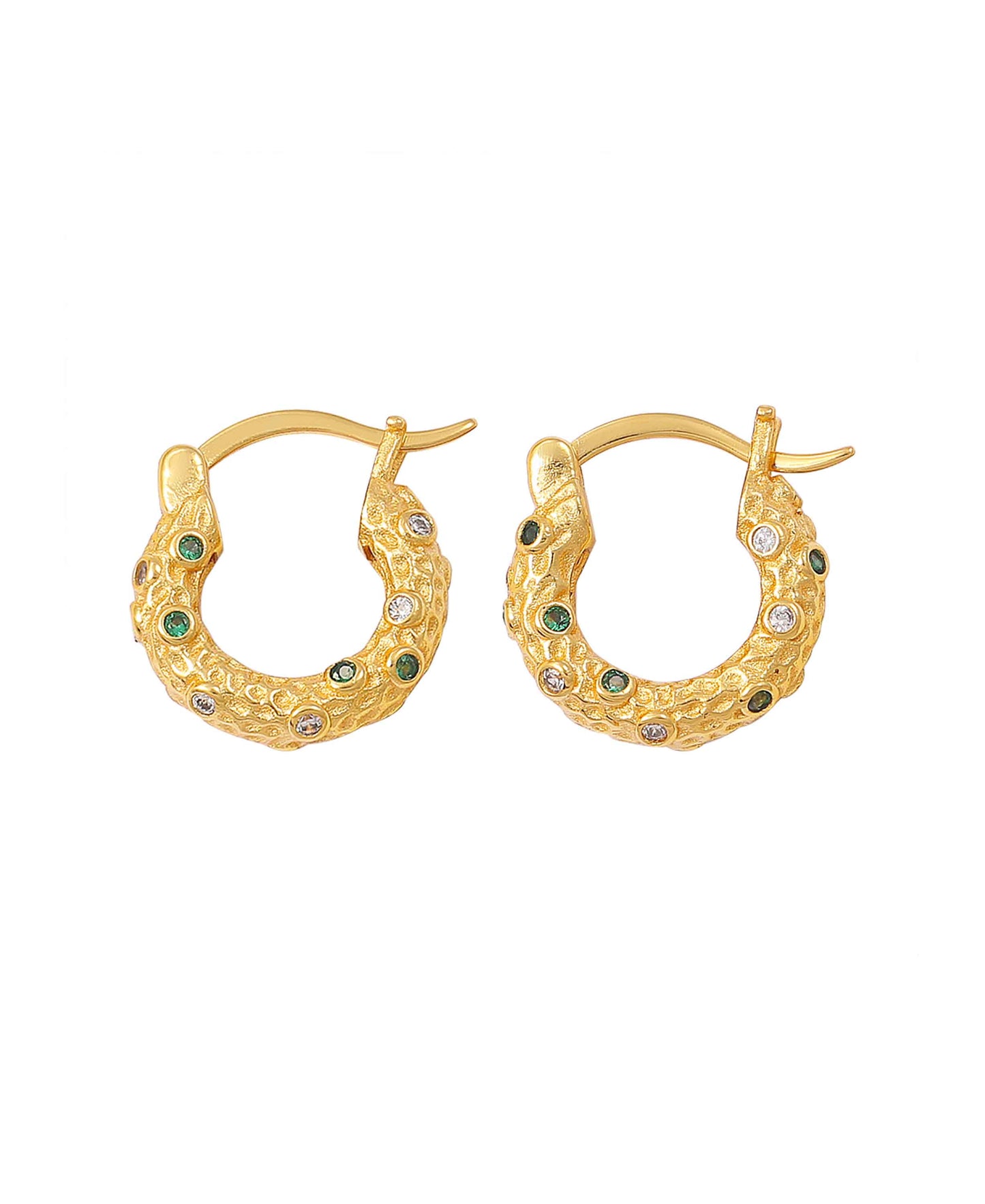 Celeste green hoops — gold, silver, green earrings in 18k gold-plated 925 sterling silver