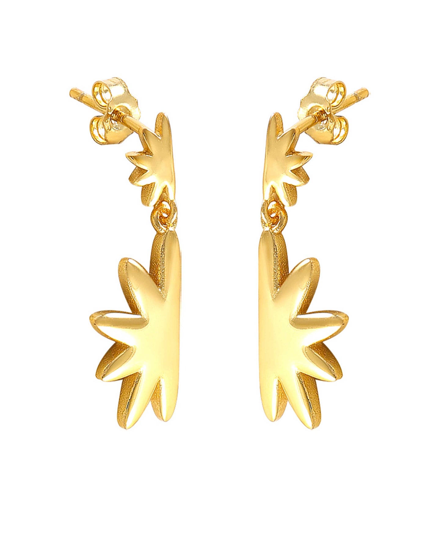 Omani double earrings — gold, silver earrings in 18k gold-plated 925 sterling silver