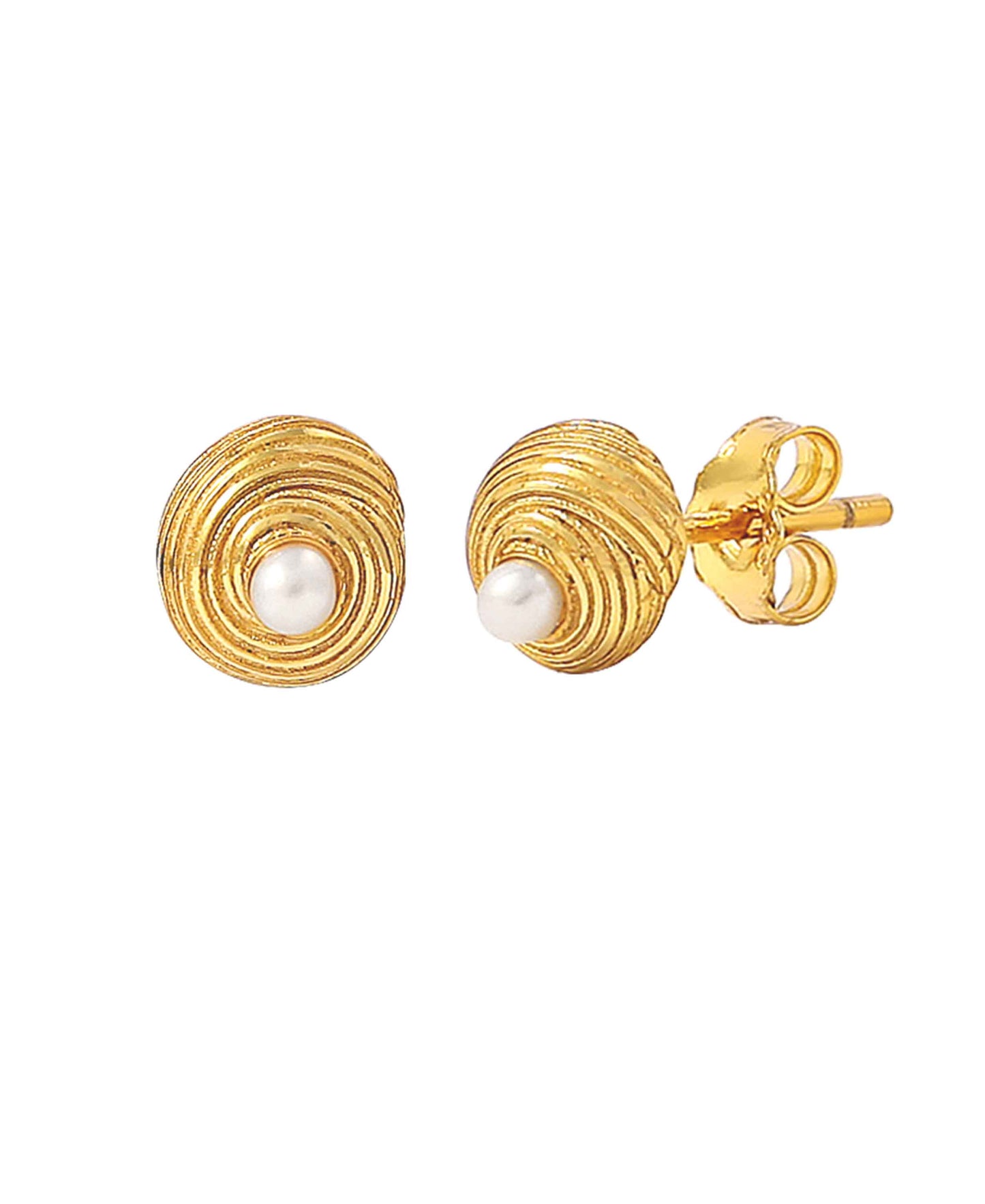 Shelly mini earrings — gold, silver, pearl earrings in 18k gold-plated 925 sterling silver, freshwater pearls