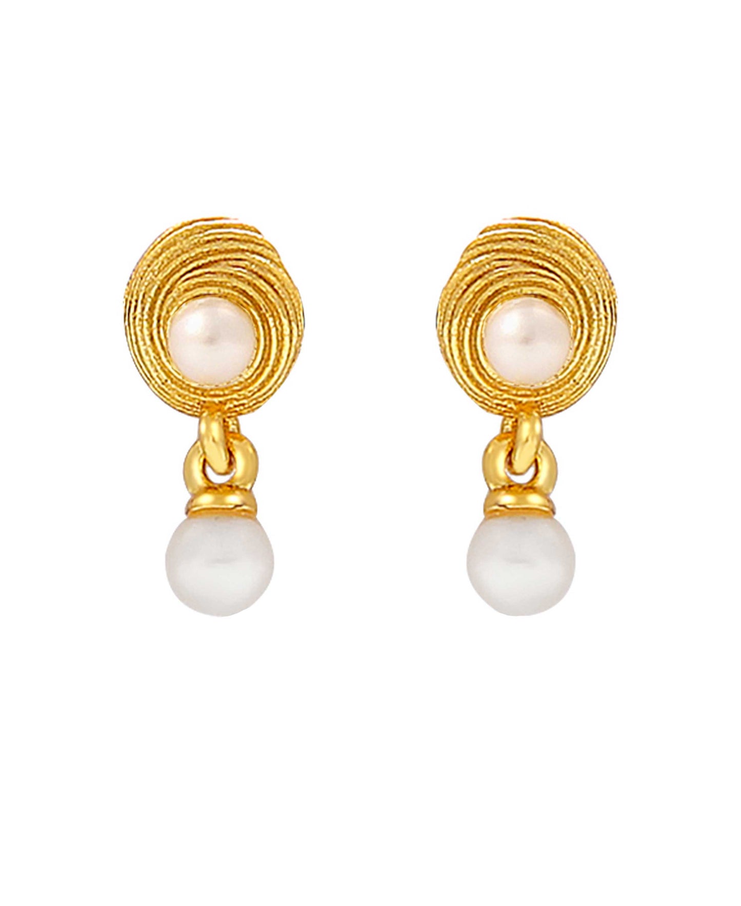 Shelly earrings — gold, silver, pearl earrings in 18k gold-plated 925 sterling silver, freshwater pearls