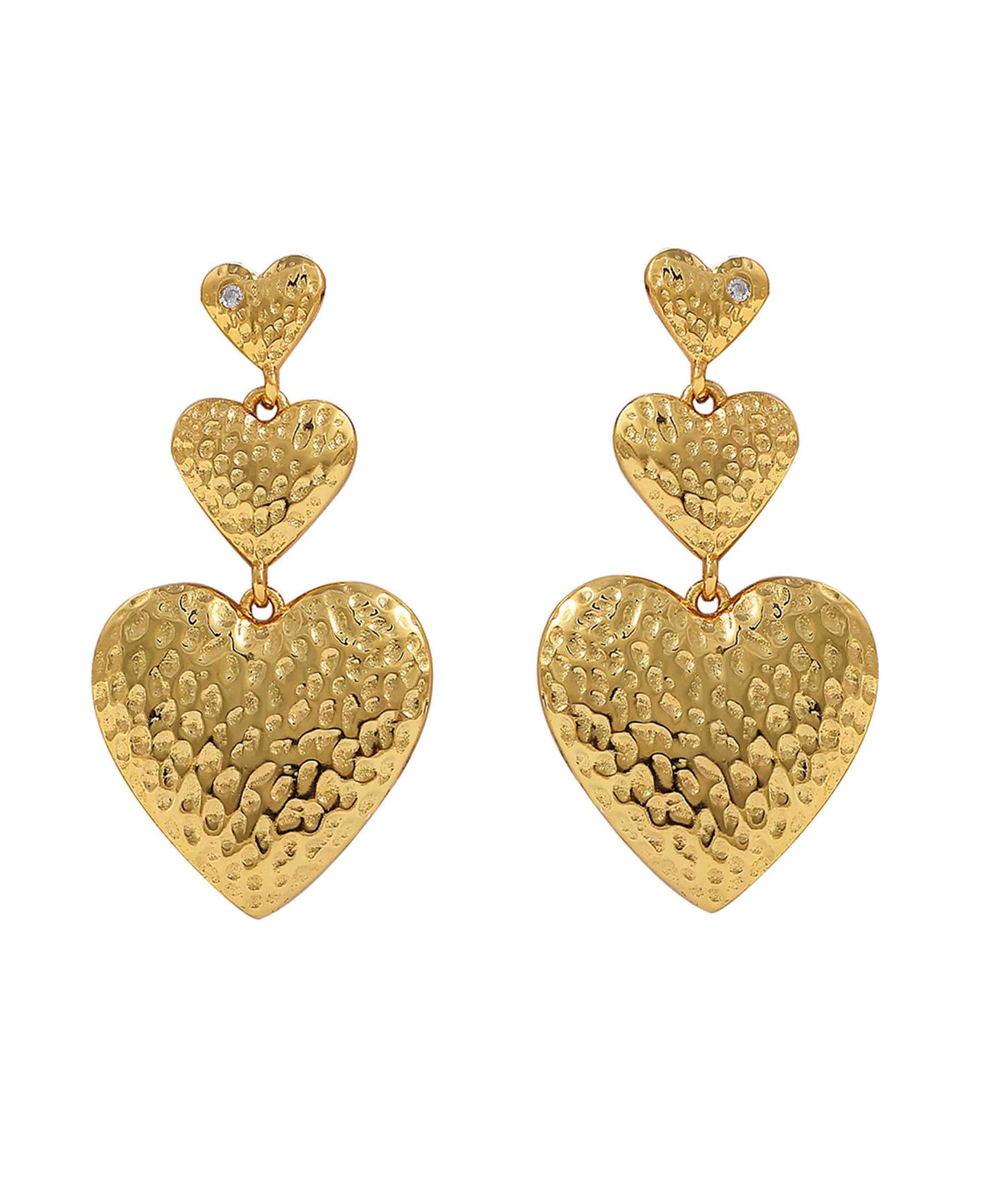 Trippe heart earrings — gold, silver earrings in 18k gold-plated 925 sterling silver